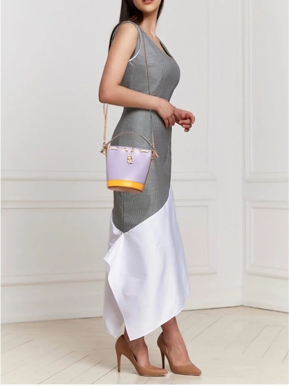 Tory Burch Colorblock Bucket Bag Multicolor Summer Crossbody Tote - Picture 15 of 15